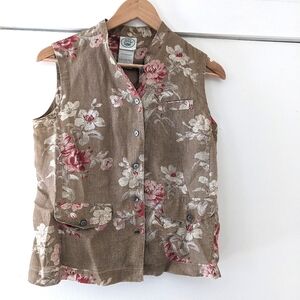 Vintage Laura Ashley Floral Vest Linen